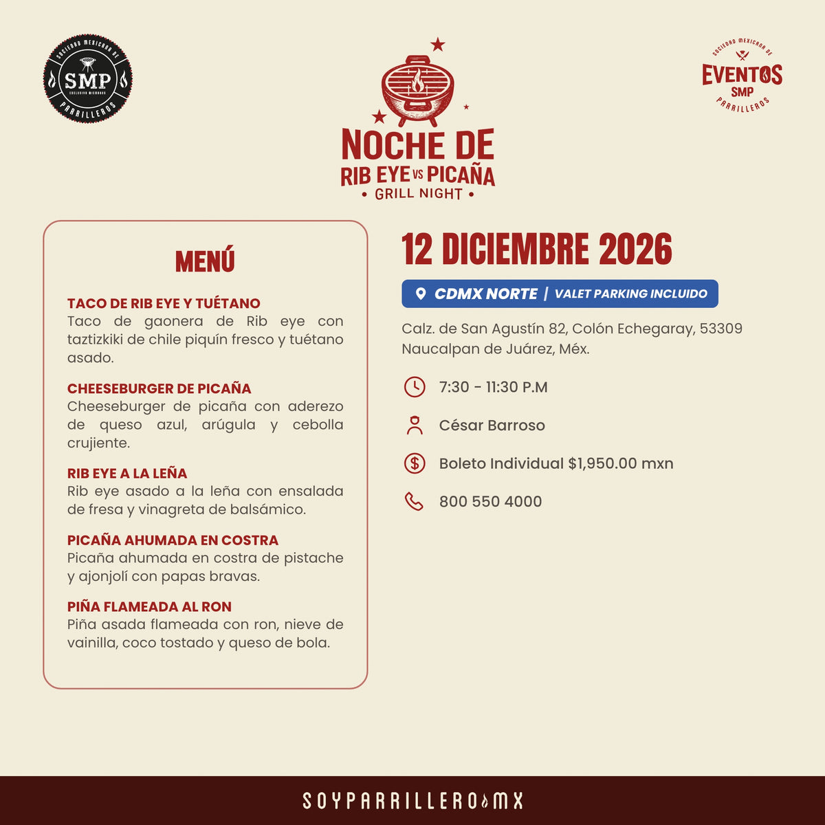 Noche de Rib Eye vs Picaña | CDMX Norte | 12 Diciembre