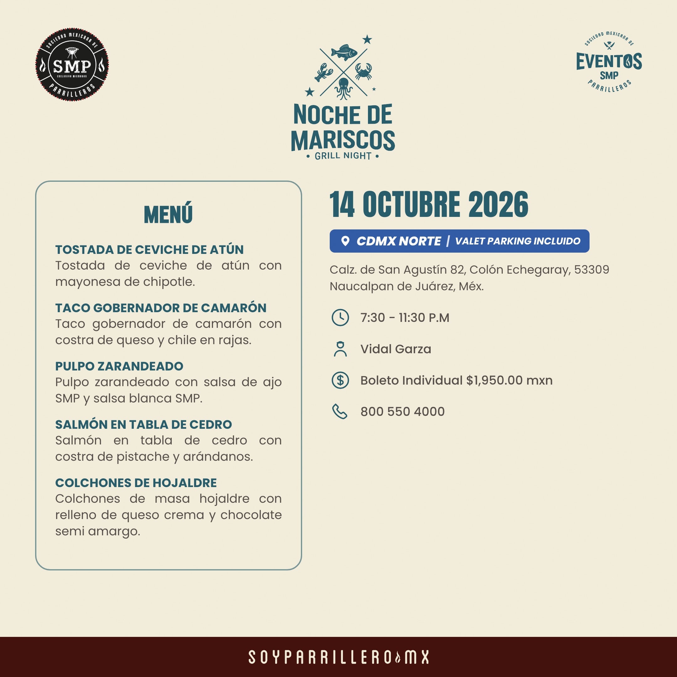 Noche del Mar al Grill | CDMX Norte | 14 Octubre