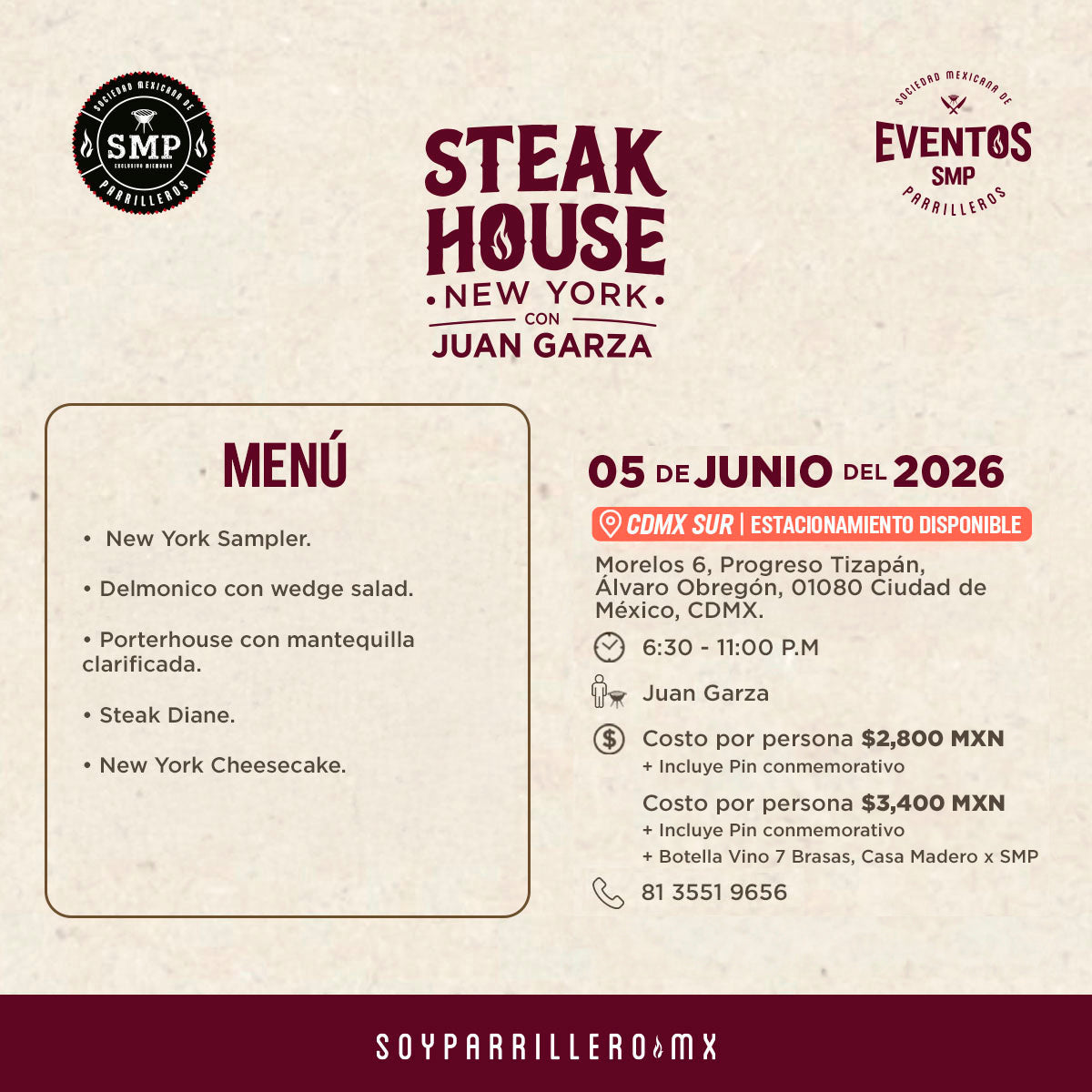 Steak House New York | CDMX Sur | 5 Junio
