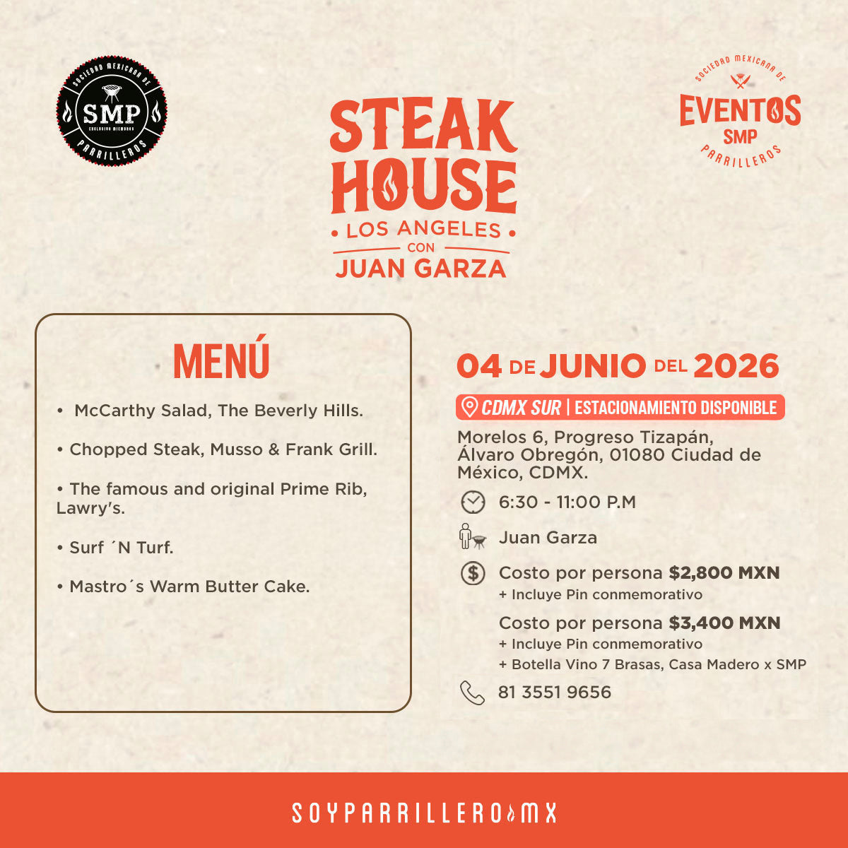 Steak House Los Angeles | CDMX Sur | 4 Junio