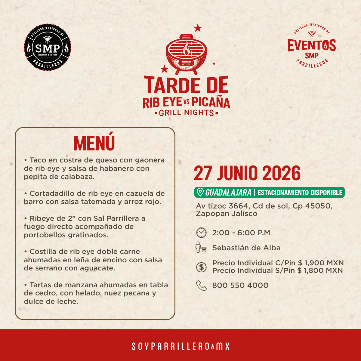 Tarde de Rib eye vs Picaña | Guadalajara | 27 junio