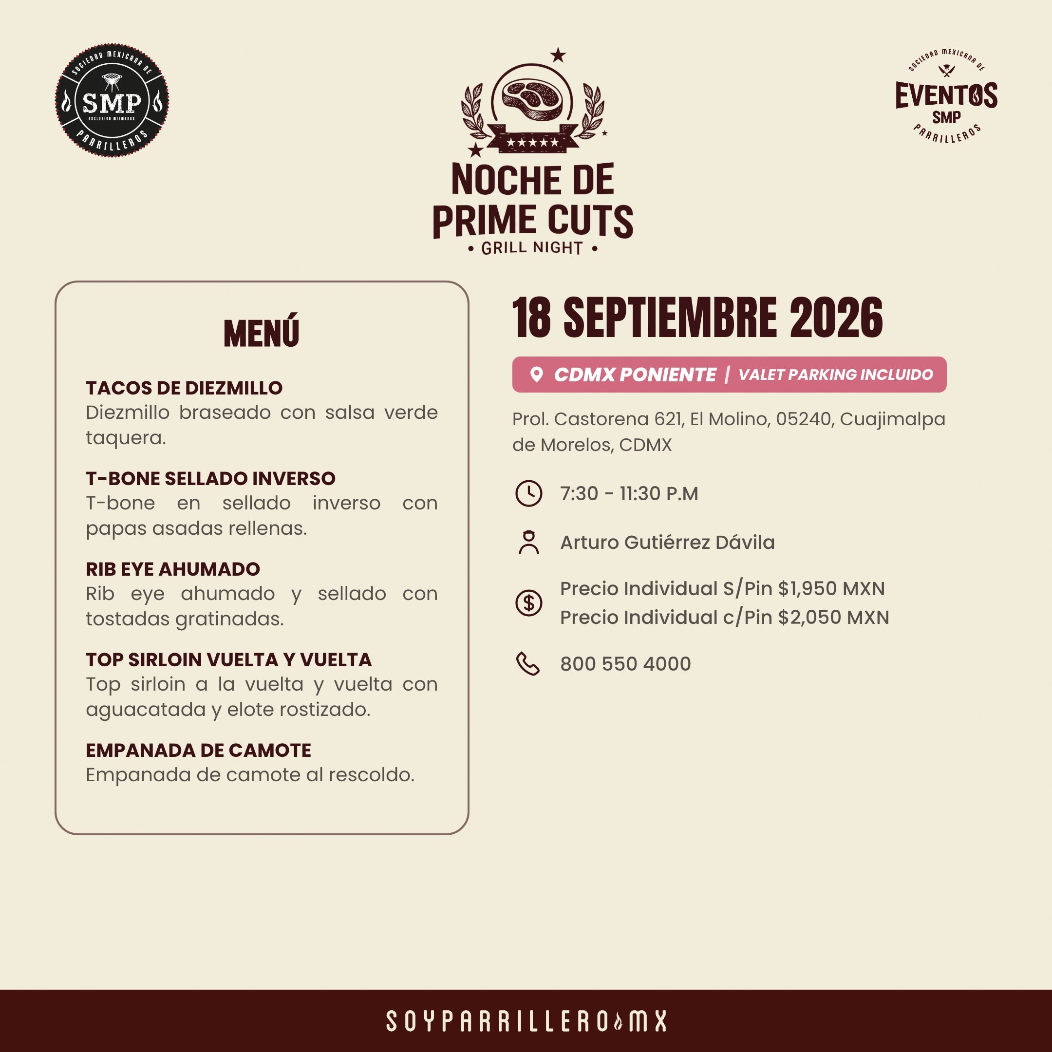 Noche de Prime Cuts | CDMX Poniente | 18 Septiembre