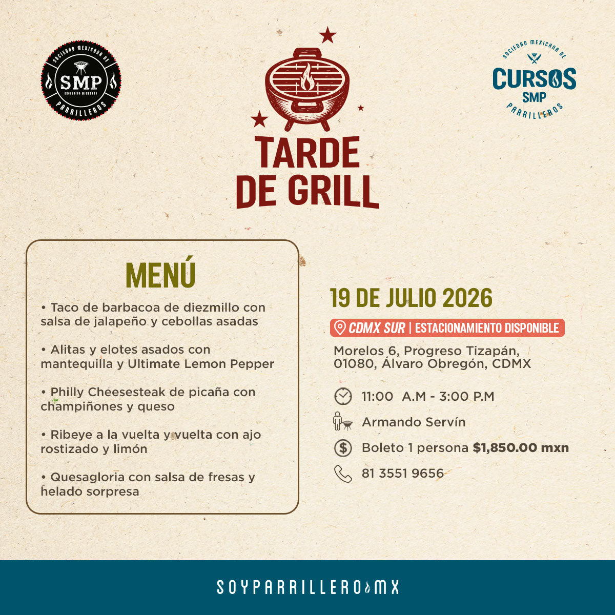 Tarde de Grill | CDMX Sur | 19 julio
