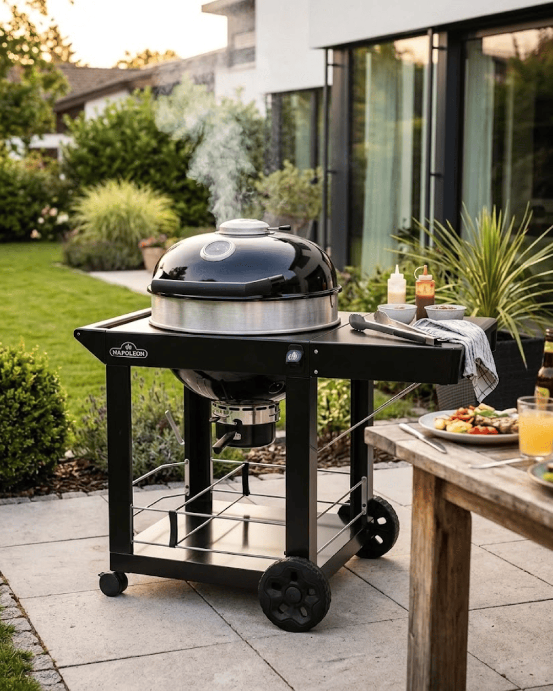 Napoleon PRO22 Charcoal Kettle Grill, Black with Cart